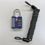 UG-016 ネイビー [TSA3連ダイヤル南京錠とスパイラルワイヤー1.2mの防犯セット]