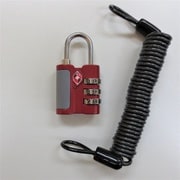 UG-016 レッド [TSA3連ダイヤル南京錠とスパイラルワイヤー1.2mの防犯セット]