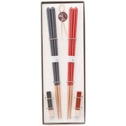 Haze ヘイズ 箸 食洗機対応 18cm 箸置き セット NV × RD ギフトセット 日本製 029252