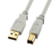 USB2.0ケーブル USB A オス-USB B オス 2m 金メッキコネクタ ライトグレー KU20-2HK2