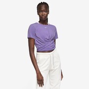 Dri-FIT ワン ラックス ツイスト スタンダードフィット S/Sトップ DD4922 567 スペースパープル Mサイズ [フィットネス ヨガ シャツ レディース]