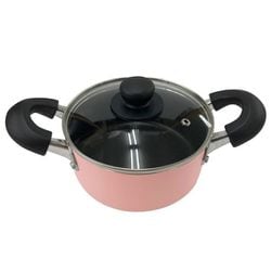 ちびパン ミニ キャセロール IH ガス火 オール熱源対応 カリーノ 両手鍋 16cm ガラス蓋付 ピンク NQ-0101
