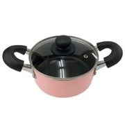 ちびパン ミニ キャセロール IH ガス火 オール熱源対応 カリーノ 両手鍋 16cm ガラス蓋付 ピンク NQ-0101