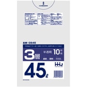 ゴミ袋 45L 80×65cm 厚さ0.023mm 10枚入 半透明 GS45 GS45