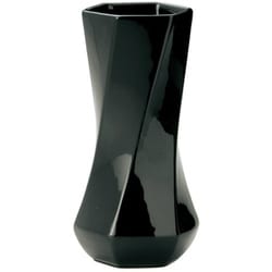 花瓶 モノトーンフラワーベース 陶器 幅7×奥行7×高さ14cm ブラック 005-C-BK
