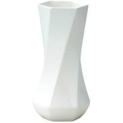 花瓶 モノトーンフラワーベース 陶器 幅7×奥行7×高さ14cm ホワイト 005-C-W