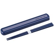 HS-16 [お箸セット 引きフタ箸箱セット メタリックスタイル 19.5cm ネイビー]