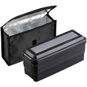 BLW38DE [お弁当箱 メタリックスタイル 850ml 2段 保冷ケース付き ブラック]