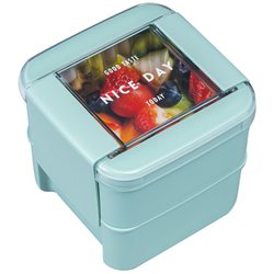 イージーケア ランチボックス スクエア 2段 レンジ対応 食洗機対応 ミント 680ml 幅10.7×奥行10.8×高さ10cm B-1490 MT