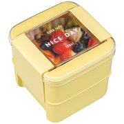 B-1490 YE [イージーケア ランチボックス スクエア 2段 レンジ対応 食洗機対応 イエロー 680ml 幅10.7×奥行10.8×高さ10cm]