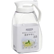 K-1289 WH [ワンプッシュピッチャー 冷水筒 耐熱 縦横置き 3.0L ホワイト 幅17×奥行10.2×高さ29.8cm 日本製]