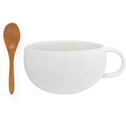 スープカップ スプーンセット 500ml 匙屋のうつわ 陶磁器 天然木 ホワイト 11286