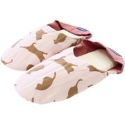 AACJ1906PI [スリッパ てぬぐいスリッパ 綿 和風 23.0～25.0cm 洗える 気ままねこ×ピンク]