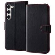 Galaxy S23 手帳型レザーケース シンプル マグネット/ブラック/レッド RT-GS23ELC1/BR
