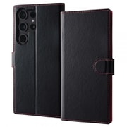 Galaxy S23 Ultra 手帳型レザーケース シンプル マグネット/ブラック/レッド RT-GS23UELC1/BR