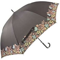 長傘 婦人用 noble flower（ノーブルフラワー） 65cm ジャンプ式 グラスファイバー骨（親骨） ビッグサイズ ブラック 2081