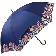 長傘 婦人用 noble flower(ノーブルフラワー) 65cm ジャンプ式 グラスファイバー骨(親骨) ビッグサイズ ネイビー 2081