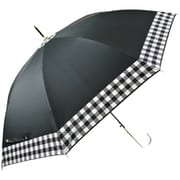長傘 婦人用 晴雨兼用 すそチェック 58cm ジャンプ式 一級遮光 グラスファイバー骨(親骨) 内側黒コーティング UPF50+ ブラック 6614
