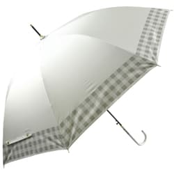 長傘 婦人用 晴雨兼用 すそチェック 58cm ジャンプ式 一級遮光 グラスファイバー骨（親骨） 内側黒コーティング UPF50＋ オフホワイト 6614