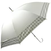 長傘 婦人用 晴雨兼用 すそチェック 58cm ジャンプ式 一級遮光 グラスファイバー骨(親骨) 内側黒コーティング UPF50+ オフホワイト 6614