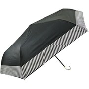 折りたたみ傘 婦人用 晴雨兼用 ミニ すそボーダー 55cm 手開き式 一級遮光 UPF50+ ブラック 6617