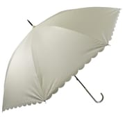 長傘 婦人用 晴雨兼用 ストライプ・ヒートカット 55cm 手開き式 一級遮光 UPF50+ 内側黒コーティング ベージュ 6618
