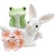 コポー ウサギと桜 カエル 置物 73714