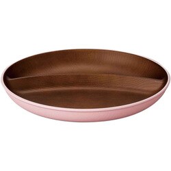 ランチプレート 24cm isso ecco 木目調 プラスチック ピンク 678404