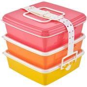 お弁当箱 ピクニックケース 3段×2500ml ピンク