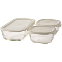 KSTL-M-3006-OW [ハリオ 保存容器 600ml 1.4L スタッキング耐熱ガラスコンテナ M 3個セット]