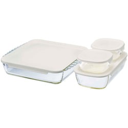 ハリオ 保存容器 250ml 900ml 2L スタッキング耐熱ガラスコンテナ スクエア 4個セット HKOZ-5004-OW