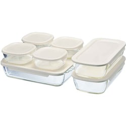 ハリオ 保存容器 250ml 900ml 2L スタッキング耐熱ガラスコンテナ スクエア 7個セット HKOZ-8002-OW
