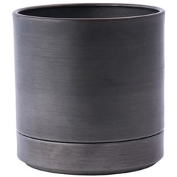 植木鉢 MC円柱メタルECOポット 受け皿付き 直径12cm ダークブラック 3200027DBK