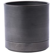 植木鉢 MC円柱メタルECOポット 受け皿付き 直径12cm ダークブラック 3200027DBK