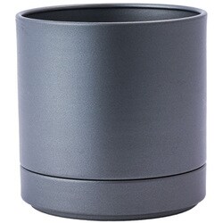 植木鉢 MC円柱メタルECOポット 受け皿付き 直径15cm クールグレー 3200028CGY