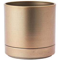 植木鉢 MC円柱メタルECOポット 受け皿付き 直径17cm アンティークゴールド 3200029AGL