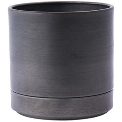 植木鉢 MC円柱メタルECOポット 受け皿付き 直径17cm ダークブラック 3200029DBK