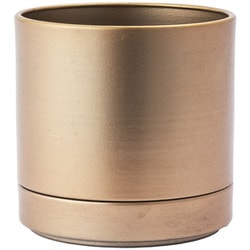 植木鉢 MC円柱メタルECOポット 受け皿付き 直径19cm アンティークゴールド 3200030AGL