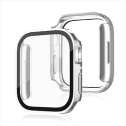 TCAWGC-SQ40MSV [Apple Watch 40mm スクエアタイプ 耐衝撃ケース カバー ガラスフィルム 一体型 画面保護 全面保護 メッキシルバー]