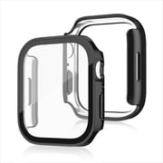 TCAWGC-SQ44MBK [Apple Watch 44mm スクエアタイプ 耐衝撃ケース カバー ガラスフィルム 一体型 画面保護 全面保護 メッキブラック]