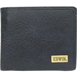 メタルプレート シボ合皮 二つ折財布 NAVY 22269217