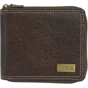 メタルプレート シボ合皮 ラウンドジップ 二つ折財布 D.BROWN 22269218