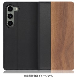 Galaxy S23用 天然木仕様の本革スマホケース スタンド機能＆カードポケット付き 胡桃 WORK08GX-KU-GS23