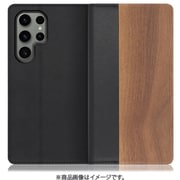 Galaxy S23 Ultra用 天然木仕様の本革スマホケース スタンド機能&カードポケット付き 胡桃 WORK08GX-KU-GS23U