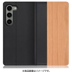 Galaxy S23用 天然木仕様の本革スマホケース スタンド機能＆カードポケット付き 桜 WORK08GX-SA-GS23