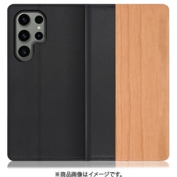 Galaxy S23 Ultra用 天然木仕様の本革スマホケース スタンド機能＆カードポケット付き 桜 WORK08GX-SA-GS23U