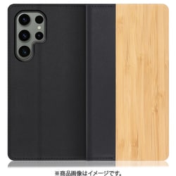 Galaxy S23 Ultra用 天然木仕様の本革スマホケース スタンド機能＆カードポケット付き 竹 WORK08GX-TA-GS23U
