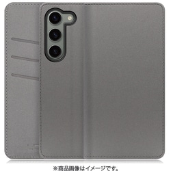 Galaxy S23用 PUレザースマホケース スタンド機能＆カードポケット付き グレー WORK13GX-NEWGY-GS23