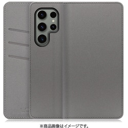 Galaxy S23 Ultra用 PUレザースマホケース スタンド機能＆カードポケット付き グレー WORK13GX-NEWGY-GS23U
