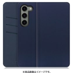 Galaxy S23用 PUレザースマホケース スタンド機能＆カードポケット付き ネイビー WORK13GX-NEWNY-GS23